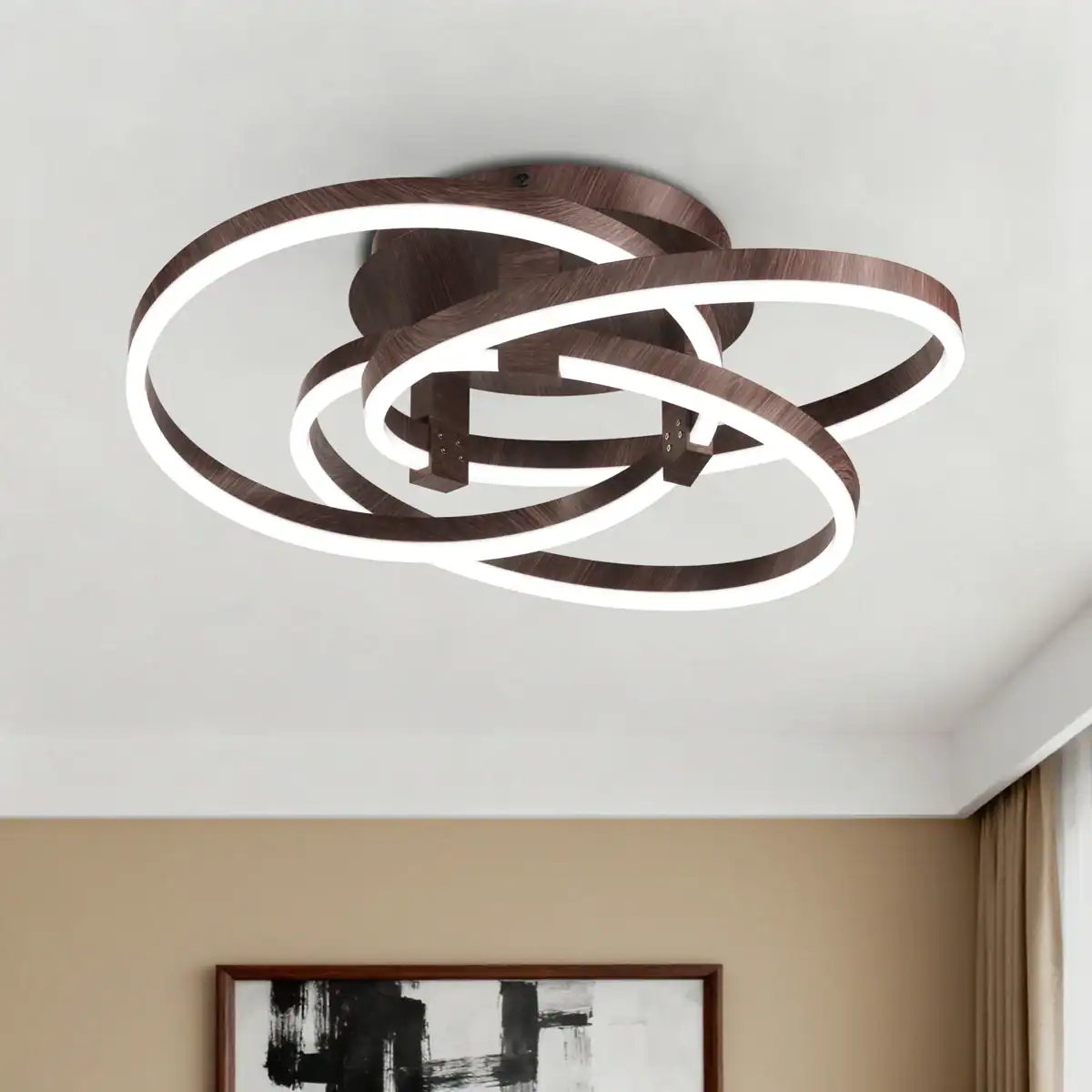 LED Semi Flush Mount - Color is Walnut